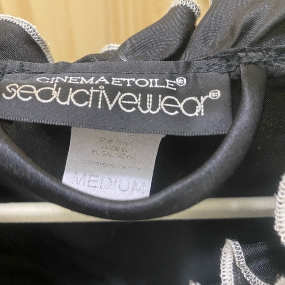 ❤️🔥❤️🔥Rare Cinema Etoile Seductive Wear Vintage Black Mini Ruffle Black Robe - Picture 4 of 10